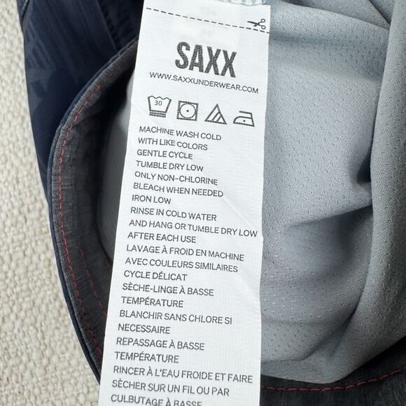 SAXX Shorts Mens 34 Land To Sand 2N1 Lined Ballpark Pouch Drawstring Blue Floral - Picture 12 of 12